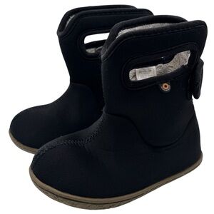 Bogs Baby Solid Black and Tan Winter Rain Boots - Rated to 14 Degrees F - Size 8